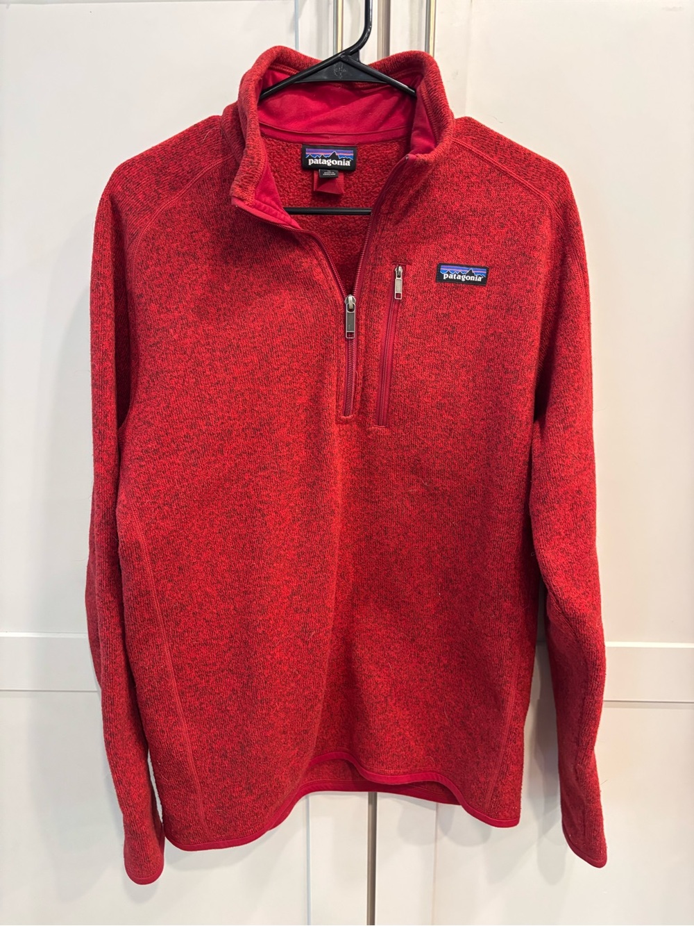 Patagonia Men's Red Quarter-Zip Better Sweater Pullover, Medium